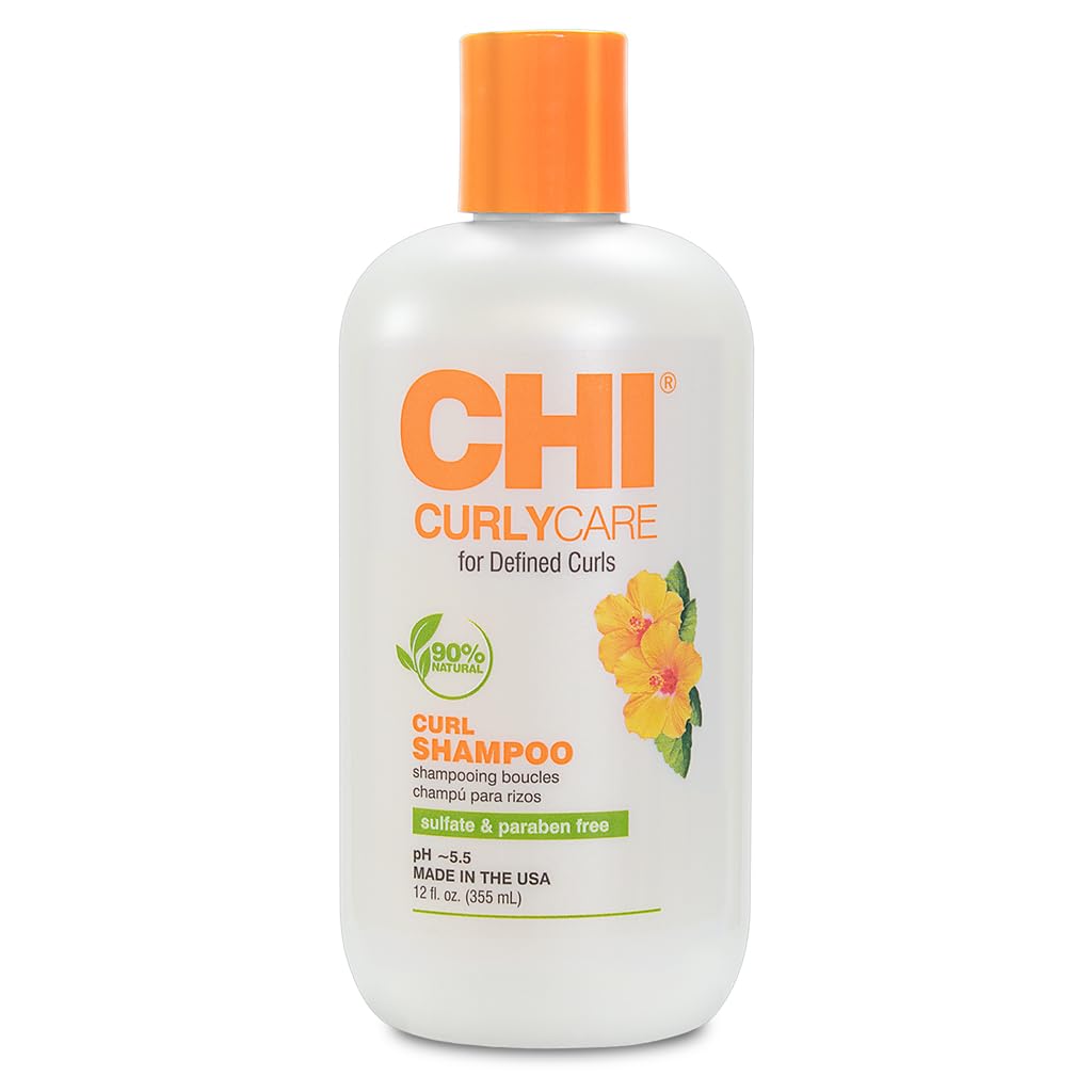 CHI CurlyCare Curl Shampoo, Hydrates Curls, Reduces Frizz & Increases Elasticity & Strength, Sulfate, Paraben, & Cruelty-Free, 12 Oz