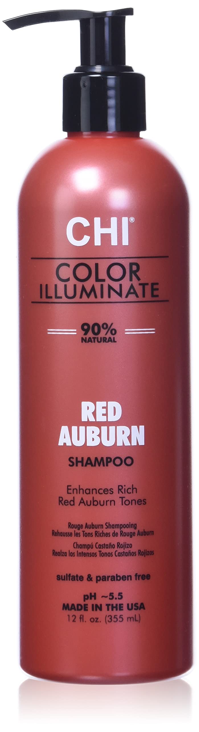 CHI Color Illuminate Shampoo, Provides Balanced Color Replenishment Between Salon Services, Sulfate, Paraben, & Cruelty-Free, Red Auburn, 12 Oz