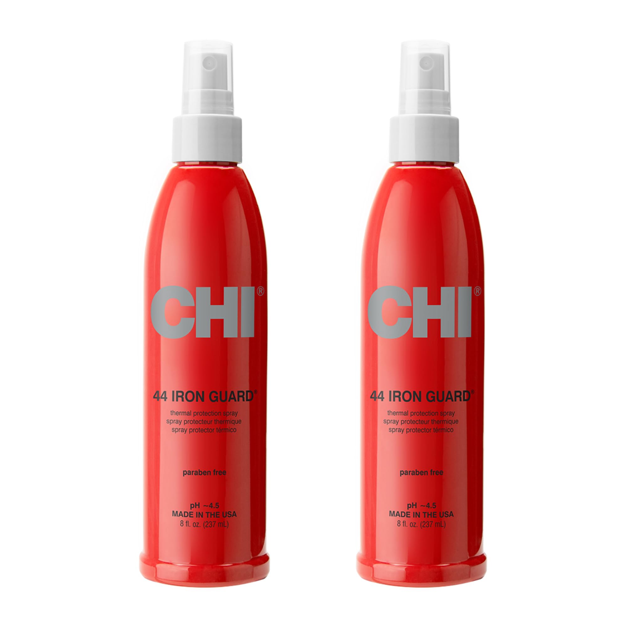 CHI 44 Iron Guard Thermal Protection Spray, Nourishing Formula Helps Resist Heat Damage to Hair & Tame Frizz, Clear, 8 Oz, Pack of 2