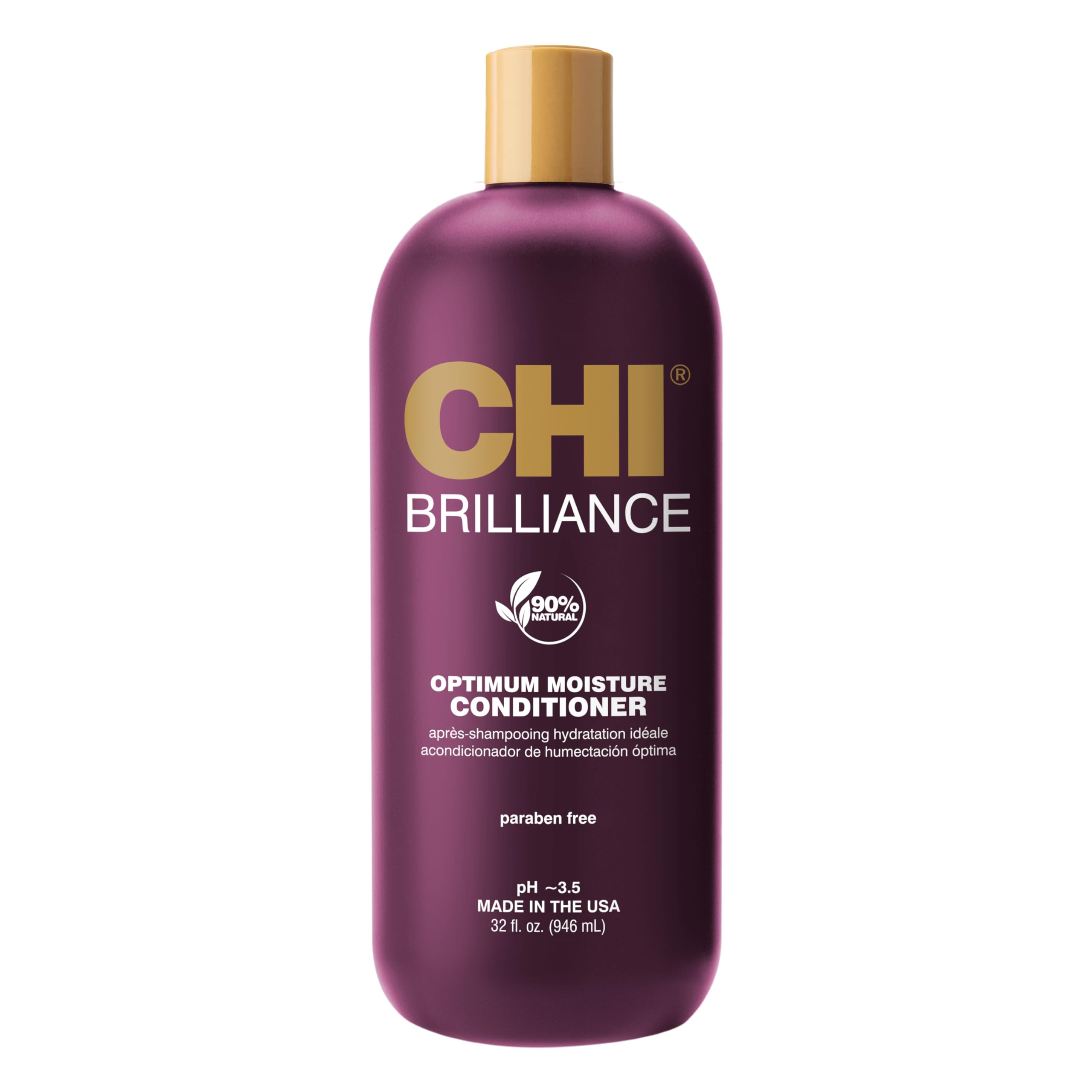 CHI Deep Brilliance Optimum Moisture Conditioner, With Olive & Monoi Oil To Strengthen Hair, Sulfate, Paraben, & Cruelty-Free, 32 Oz