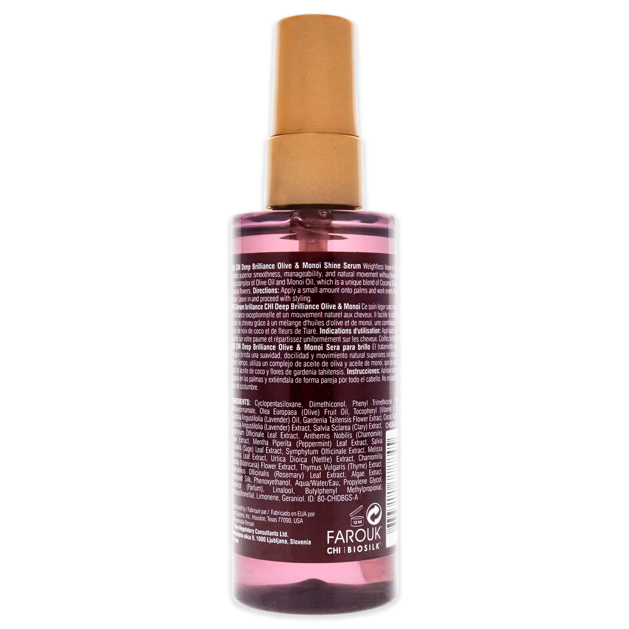 CHI Deep Brilliance Shine Serum Lightweight Leave-In , Purple , 3 Ounce