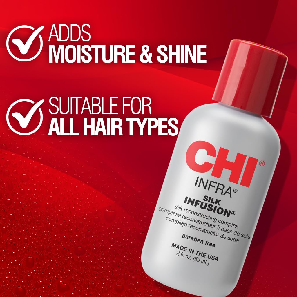CHI Infra Silk Infusion, Leave-In Reconstructing Treatment To Strengthen & Protect All Hair Types, Alcohol-Free, 2 Oz