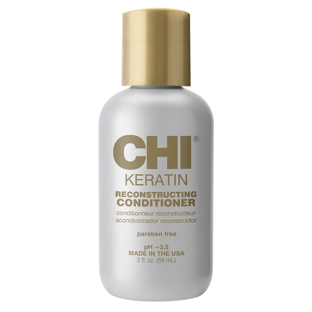 CHI Keratin Reconstructing Conditioner, Delivers Healthier Hair, Adds Shine & Helps Prevent Future Breakage, Sulfate, Paraben, & Cruelty-Free, 2 Oz