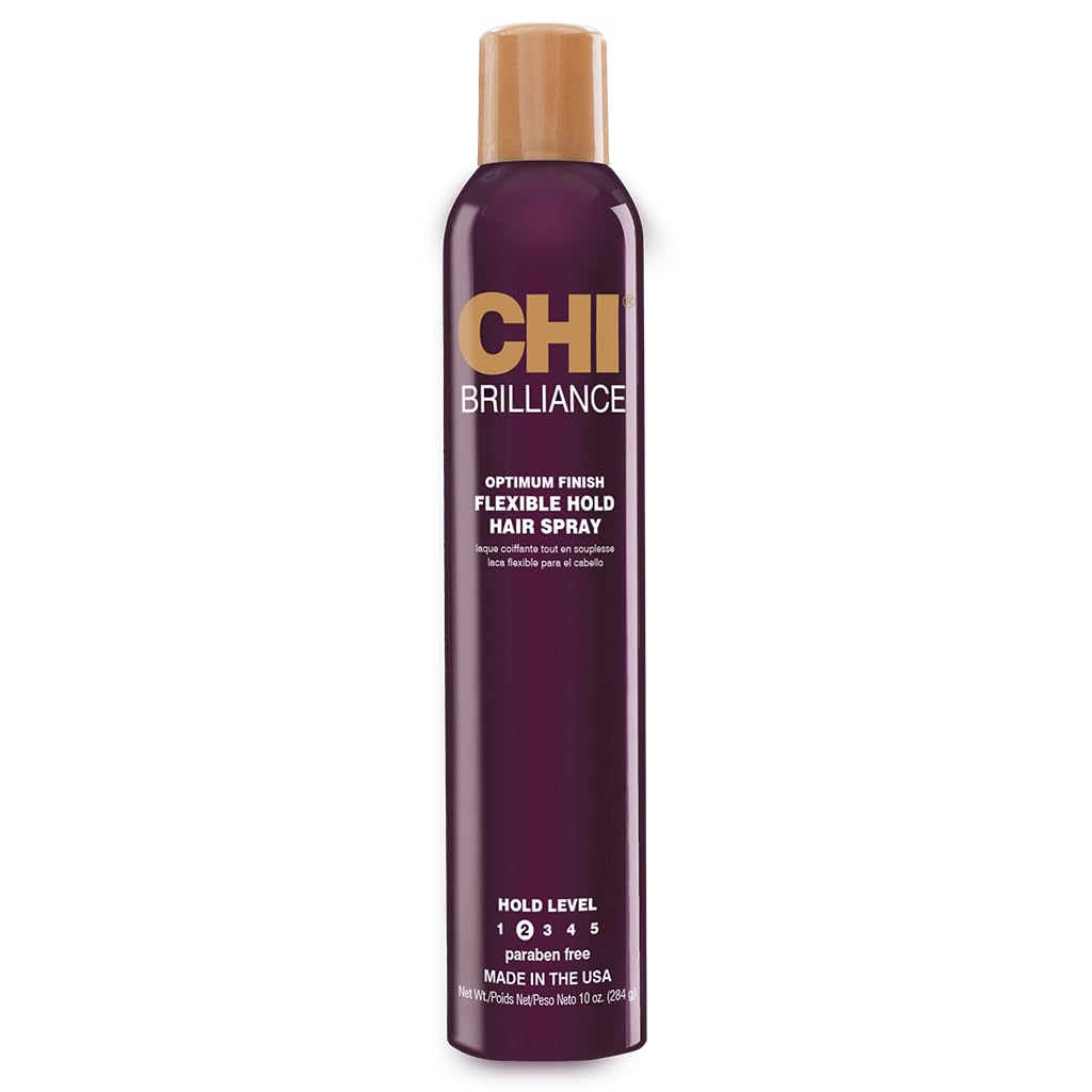 CHI Brilliance Finish Flexible Hold Spray, Finishing Spray For Helping Tame Unwanted Flyaways, Light-Hold, Sulfate, Paraben, & Cruelty-Free, 10 Oz