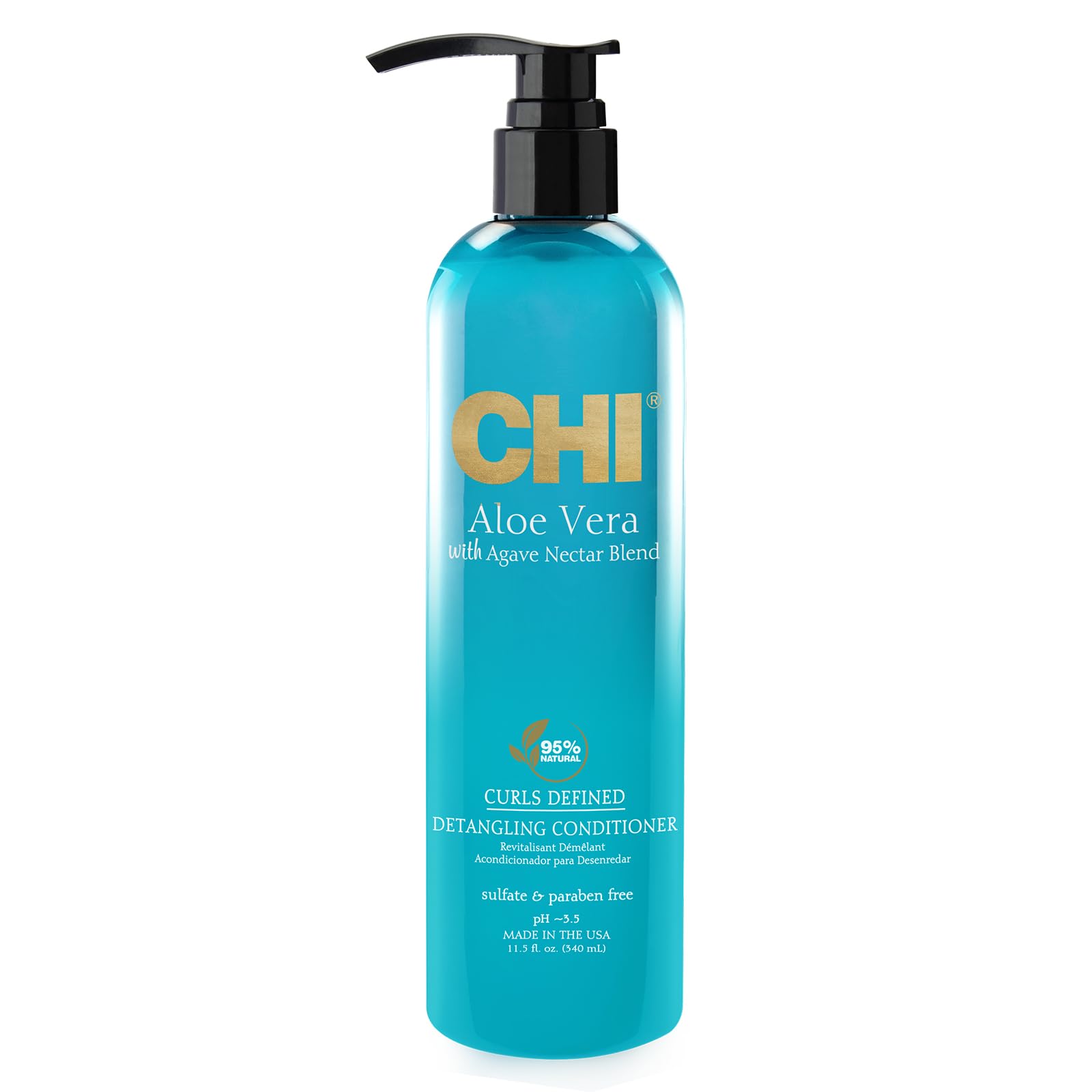 CHI Aloe Vera Detangling Conditioner, Deep Conditioning Treatment For Waves, Curls, & Coils, Sulfate, Paraben, & Cruelty-Free, 25 Oz