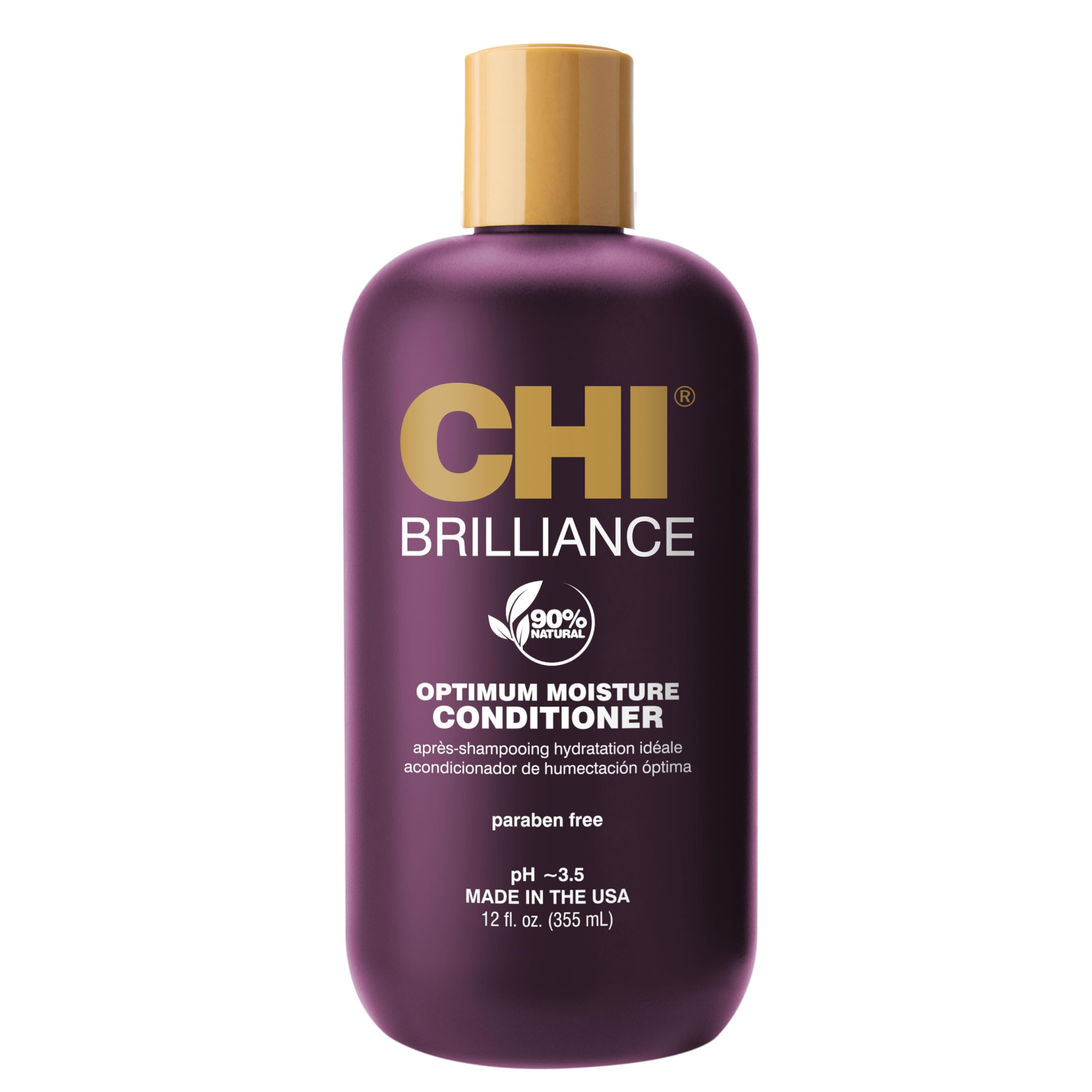 CHI Deep Brilliance Optimum Moisture Conditioner, Made With Olive & Monoi Oil To Strengthen Hair, Sulfate, Paraben, & Cruelty-Free, 12 Oz