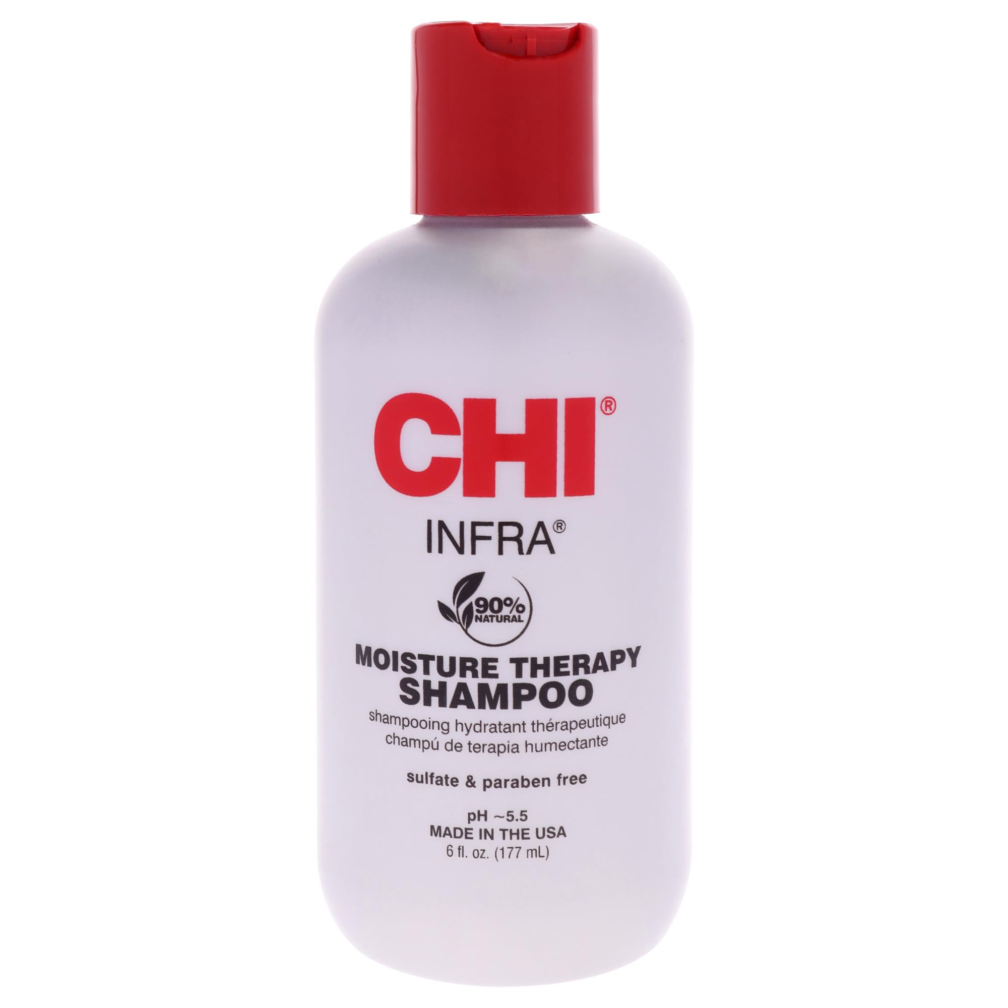 CHI Infra Shampoo, Gently Cleanses Scalp & Hair, Hydrating & Nourishing For All Hair Types, Designed for Heat Damaged Hair, Sulfate, Paraben, & Cruelty-Free, 6 Oz