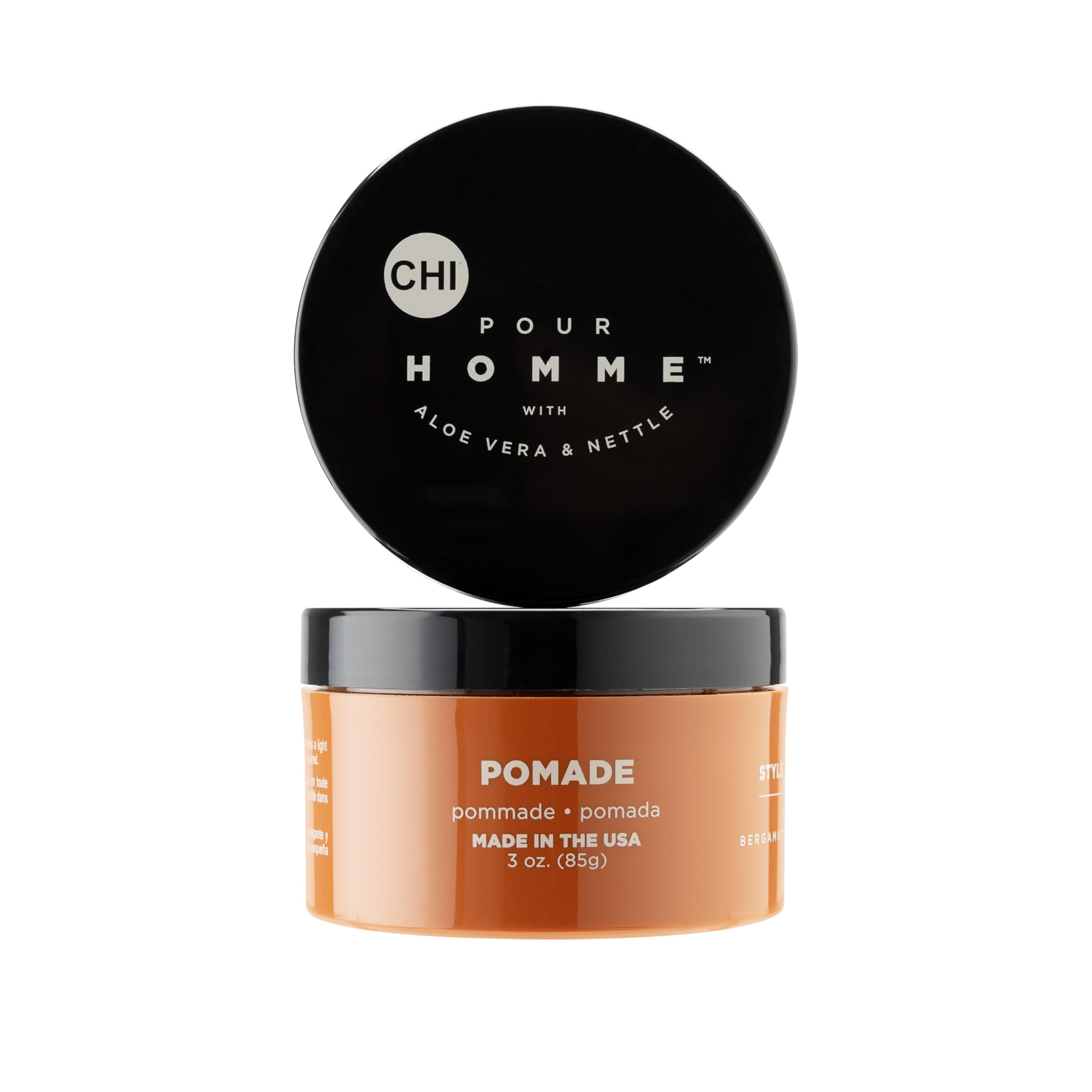 CHI pour Homme Pomade for Men, Light Hold Hair Product For Medium Shine & Polished Styles, Made With Aloe Vera & Nettle, Fresh, Woody Scent, 6 oz