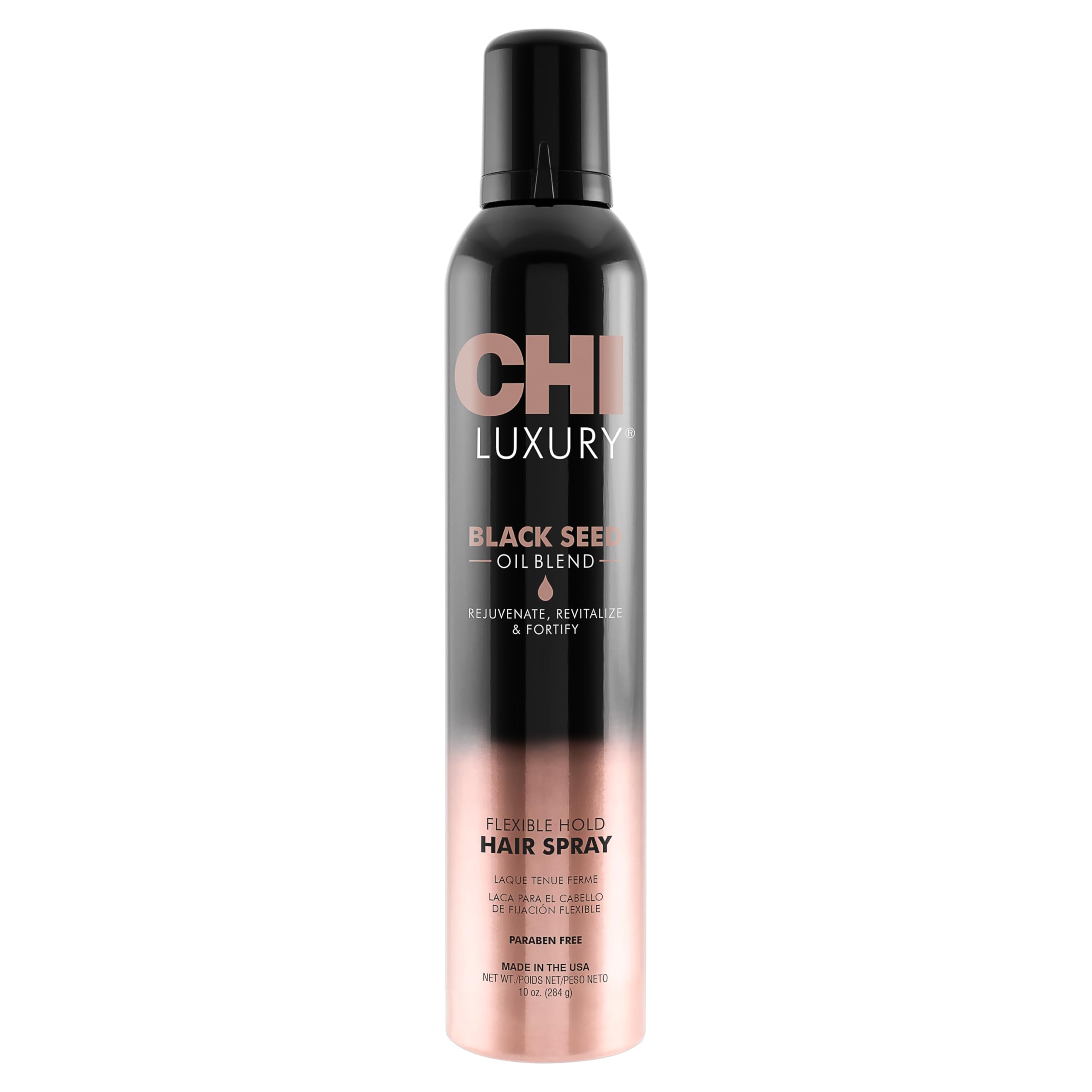 CHI Luxury Black Seed Oil Flexible Hold Hairspray, Adds Hair Texture & Volume, Natural Hold, Sulfate, Paraben & Gluten-Free, 10 Oz