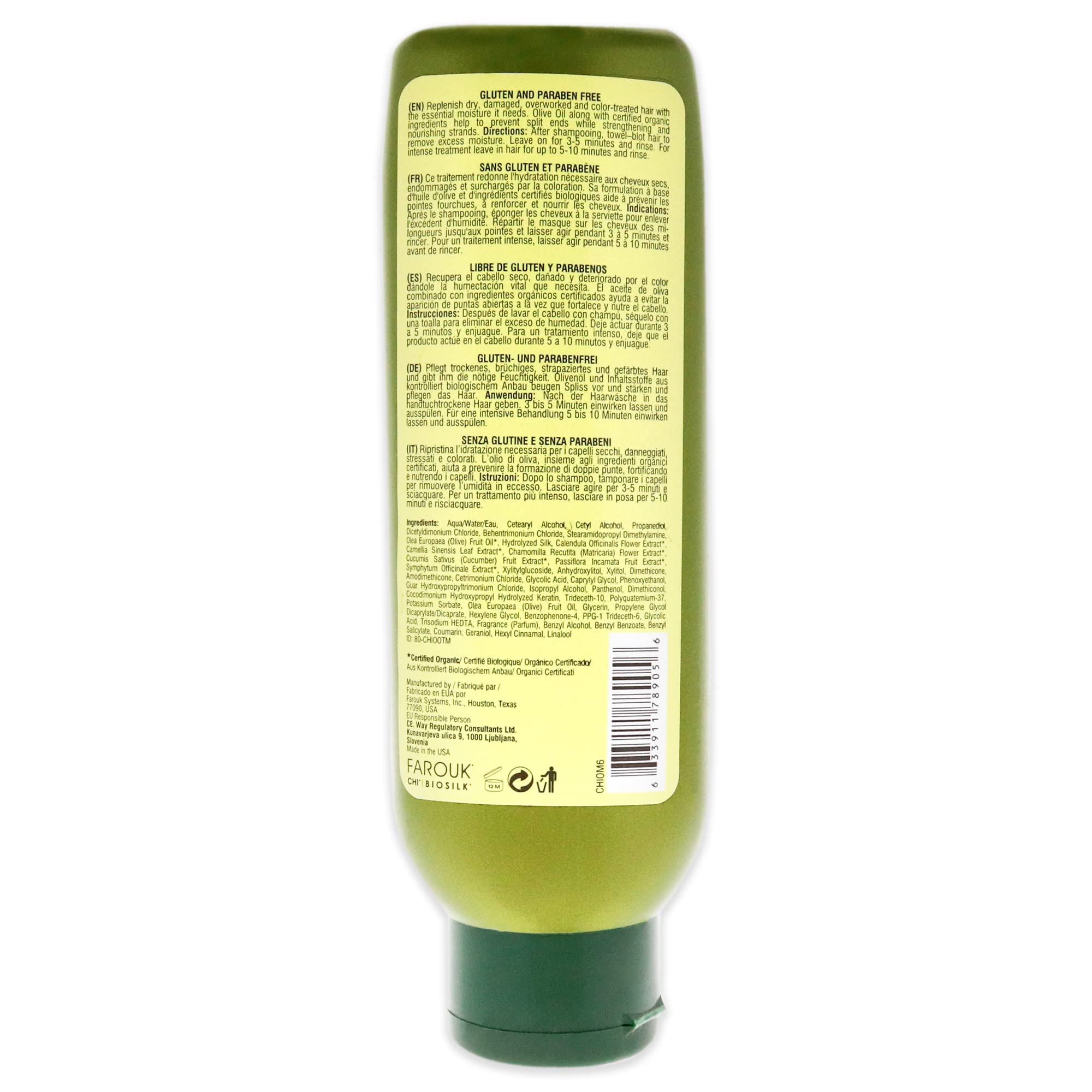 CHI Naturals with Olive Oil Treatment Masque, Hydrates Dry & Damaged Hair, Sulfate, Paraben, & Cruelty-Free, 6oz