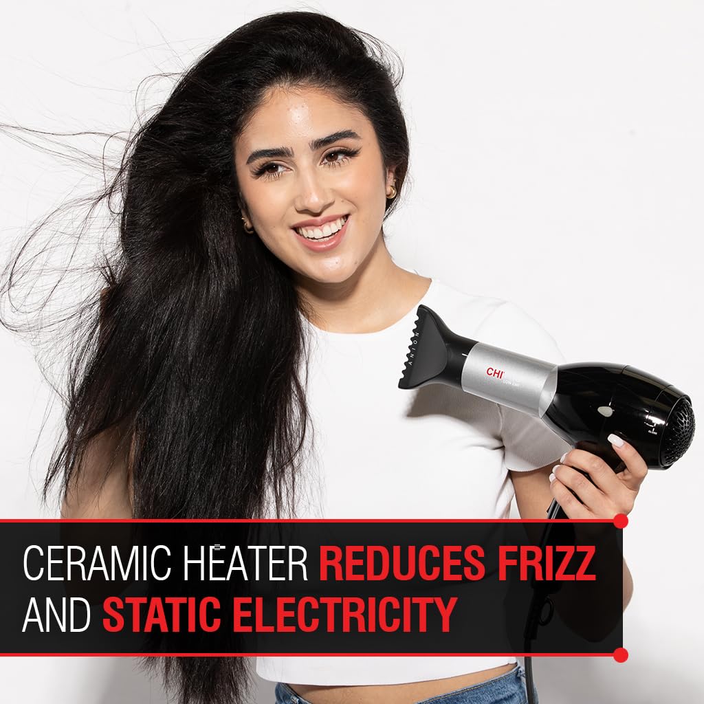 CHI Pro Hair Dryer, Ceramic Heater Reduces Frizz & Static Electricity, Helps Dry Hair Faster & Promotes Moisture & Shine