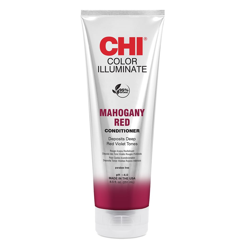 CHI Color Illuminate Conditioner, Helps Maintain Fresh Color In Natural & Color-treated Hair, Sulfate, Paraben, & Cruelty-Free, Mahogany Red, 8.5 Oz